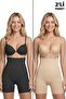 High Waist Shaping Laser Cut Women's Corset Black-Tan 2-Pack
