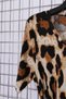 Women's Plus Size Lycra Crew Neck Gathered Leopard Patterned Short Sleeve Belted Combed Cotton Tunic Dress - 8