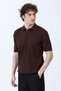 Men's Polo Neck Ribbed Knit T-Shirt Brown - 26Y 682 - 3