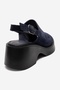 Power Navy Blue Suede Genuine Leather Women's Wedge Heeled Sandals - 5