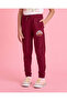 Girls Burgundy Printed Track Pants