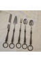 5-Piece Antique Serving Spoon Set with Rings – for Stylish Presentation and Event Tables
