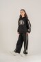 Girls' Top and Bottom Tracksuit Set with Piping on the Top Sleeves, Front Print, Piping on the Lower Side, and Print on the Lower Leg. - 2