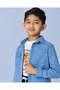 Boys Blue Denim Long Sleeve Shirt With White T-Shirt - 5