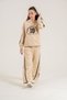Girls' Top and Bottom Tracksuit Set with Piping on the Top Sleeves, Front Print, Piping on the Lower Side, and Print on the Lower Leg. - 2