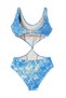 Alyma - Sea Sparkle Themed Cut-Out Knot Detailed Girls' Swimsuit by Nessi Byrd - 2