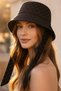 Women's Black Diamond Stone Bucket Hat |   Shiny Lacing Detailed Gabardine Shiny Fisherman Model - 7