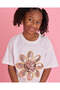 Girls White Floral Sequin T-Shirt - 4