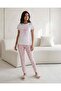 Women White And Pink Printed 2 Piece Pyjama Set - 5