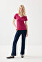 Heart Neckline Cotton Camisole Blouse - Fuchsia - 2