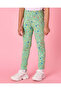 Girls Green Printed Leggings