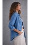 Women's Indigo Oversize Cotton Comfortable Single-Pocket Linen Shirt – New Summer Collection - 3