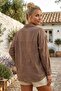 Light Brown Shirt Collar Cuffed Sleeves Buttoned Double Pockets Embroidered Casual Cotton Woven Shirt 67 55 - 7