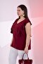 Women's Plus Size Flounce Blouse Burgundy - 5
