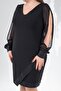 Women's Plus Size Skirt - Dress with Stone Sleeves Black - 8