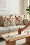 Punch Embroidered Floral Pattern Throw Pillow Runner Set 2 Square Throw Pillows 1 Runner Boho Decorative Living Room Set - 2