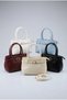 Women's Burgundy Color Hand and Shoulder Bag with Belt Detail, Leather Look, Stylish Classic Bag - 4