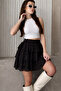 Women's Black Lace Detailed Lined Mini Skirt - 2