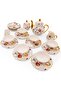 B&S 31-Piece Porcelain Tea Set for 6 | Vintage Floral Tea Service with Teapot, Sugar & Milk Pot, Cup