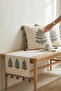Punch Embroidered Tree Pattern Throw Pillow Runner Set 2 Square Pillows 1 Runner Boho Decorative Living Room Set - 3