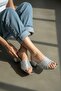 Zafira Silver (7 cm Heel Length) Square Toe Heeled Slippers Shoes - 3