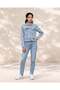 Women Blue Studded Denim Jacket - 2