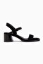 Lucia Genuine Leather Black Suede Heeled Women's Sandals - 2
