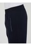 Navy Blue Men's Sweatpants with Zipper Pockets, Slim Fit, Ribbed Cuffs, Sports Sweatpants - 6
