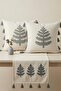 Punch Embroidered Tree Pattern Throw Pillow Runner Set 2 Square Pillows 1 Runner Boho Decorative Living Room Set - 6