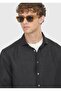 Black Plain Casual Fit Long Woven Casual 100% Linen Shirt - 4