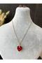 Red Color Heart Design Necklace Earring Daily Women Set - 8