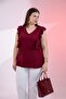 Women's Plus Size Flounce Blouse Burgundy - 6