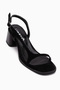 Julie Genuine Leather Black Suede Heeled Women's Sandals