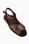 Kelly Genuine Leather Brown Lattice Detailed Belted Women's Sandals