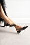5cm Short Heeled Shoes with Two Buckles, Patent Leather Brown - 4
