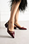 5cm Short Heeled Shoes with Two Buckles, Patent Leather, Burgundy - 6
