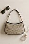 Patterned Baguette Women's Shoulder Bag – Beige Black Stylish Design - 6