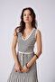 Striped V-Neck Tricot Dress - 3