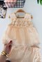 My Little Girl's Cicileri Elegance Lace Layered Girls' Shorts Set - Salmon - 2