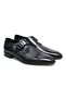 Dark Blue Color Laceless Genuine Leather Men's Shoes
