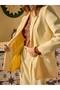 Hakim Lapel Collar Single Button Oversize Yellow Women's Suit Jacket and Trousers Set - 5