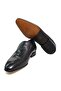 Black Color Laceless Genuine Leather Men's Shoes - 3