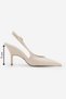 Women's Stiletto Pointed Toe Open Sided Classic Heeled Shoes Fesro Ecru - 8