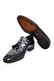 Dark Blue Color Laceless Genuine Leather Men's Shoes - 3