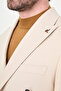 Straight Slim Fit Wide Collar Double Breasted Metal Buttoned Men's Jacket Beige - 41496.26Y - 2