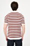 Striped Slim Fit Lapel Collar Men's Knitwear T-Shirt Ecru-Tile - 11591.26Y - 4