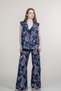 Women's Summer Laci High Waist Back Slit Jacket Collar Vest and Belted Trousers Casual Daily Office Stylish Set 1311