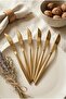 Set of 6 Luxury Gold Stainless Steel Dinner Knives (21 cm) - 2