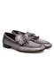 Gray Color Laceless Genuine Leather Leather Sole Men's Shoes