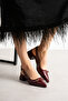 5cm Short Heeled Shoes with Two Buckles, Patent Leather, Burgundy - 2